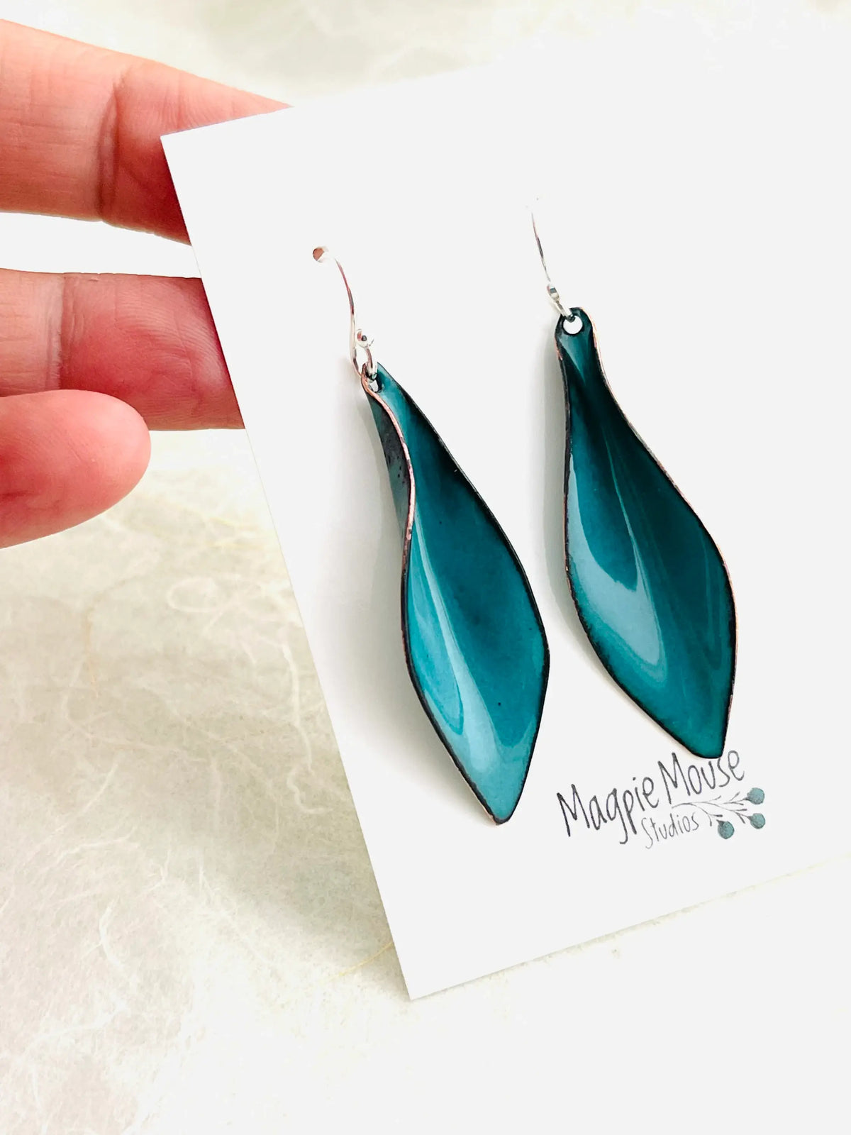 Spruce Green Small Leaf Earrings