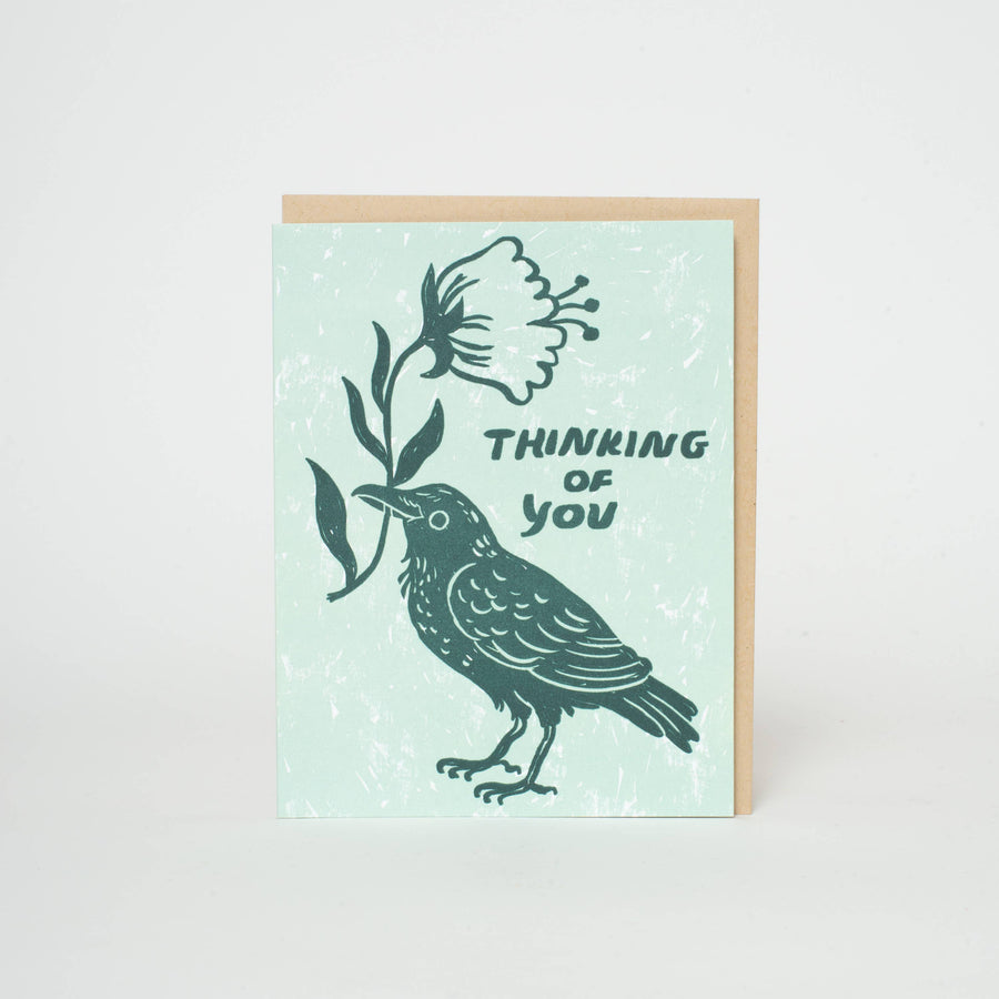 Thinking of You Crow Card by Phoebe Wahl