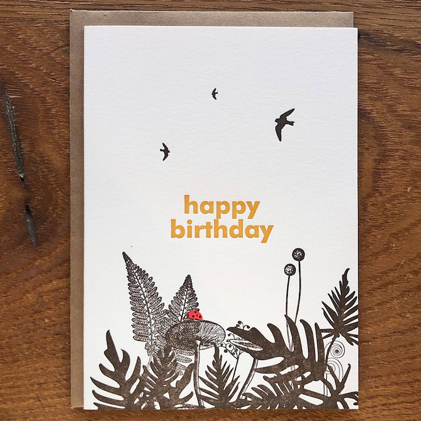 Happy Birthday Ladybug Forest Letterpress Card