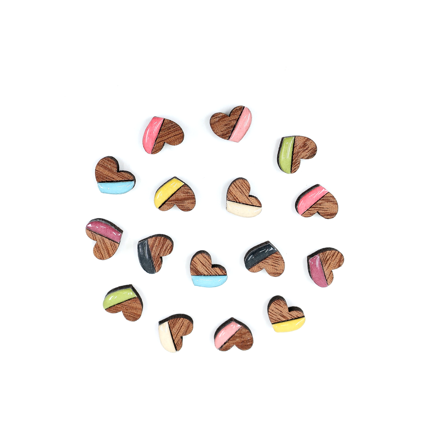 Mini Heart Colorful Titanium Studs: Bright colors