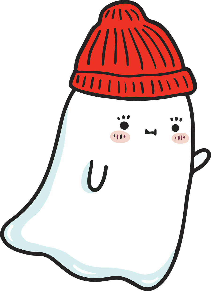 Red Beanie Ghost Sticker