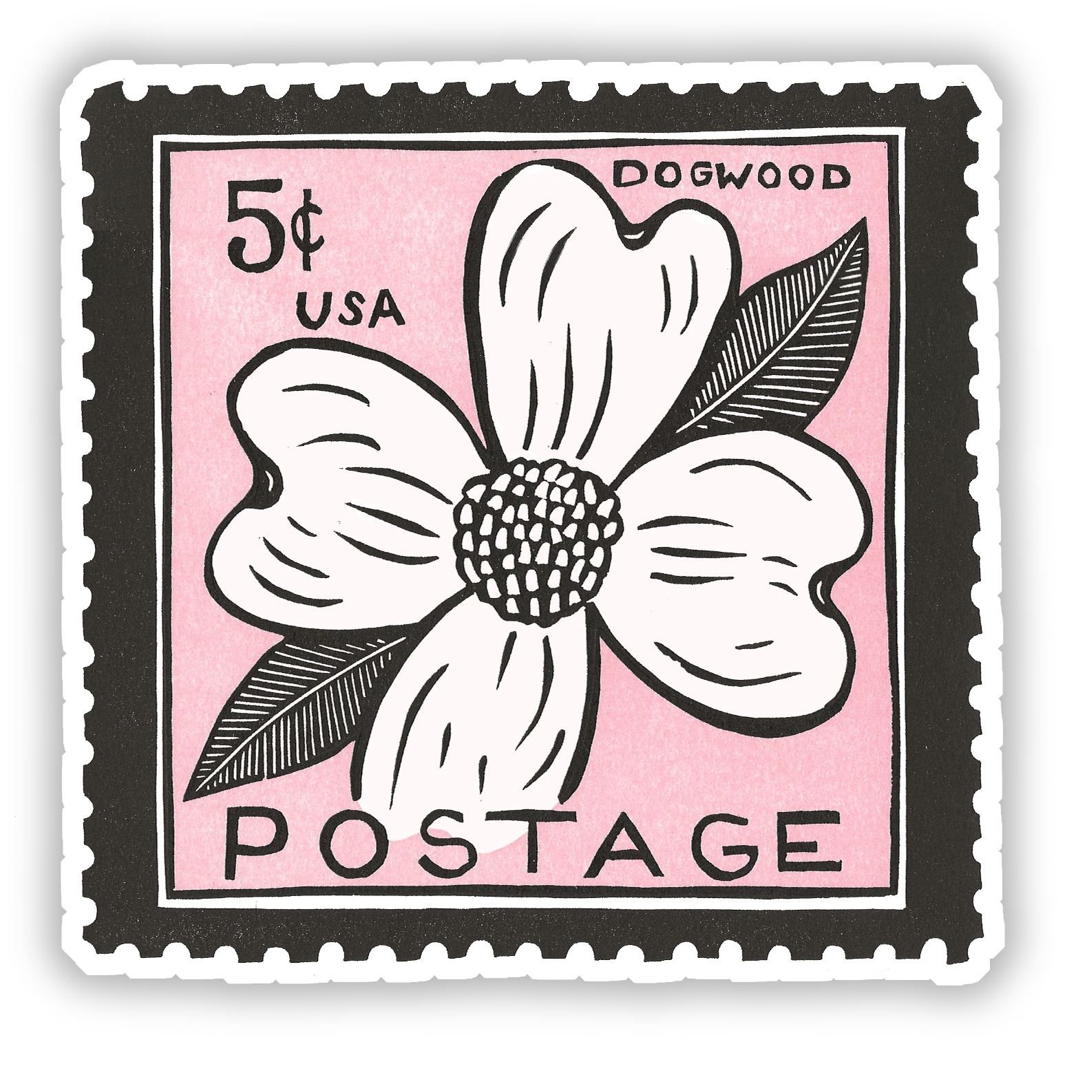 Dogwood Postage Vinyl Sticker