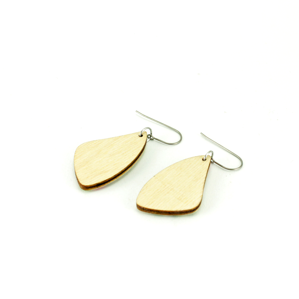 Beige Orange Leaf Japanese Titanium Dangle Earrings