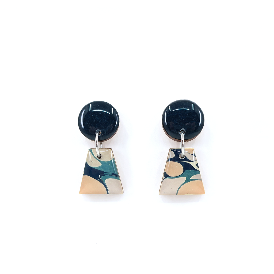 Navy and Pastel Marble Small Dangle Earrings