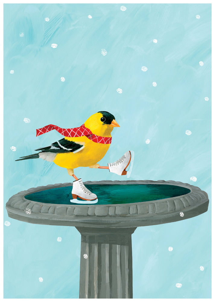 Goldfinch Skates Holiday Kitchen Towel
