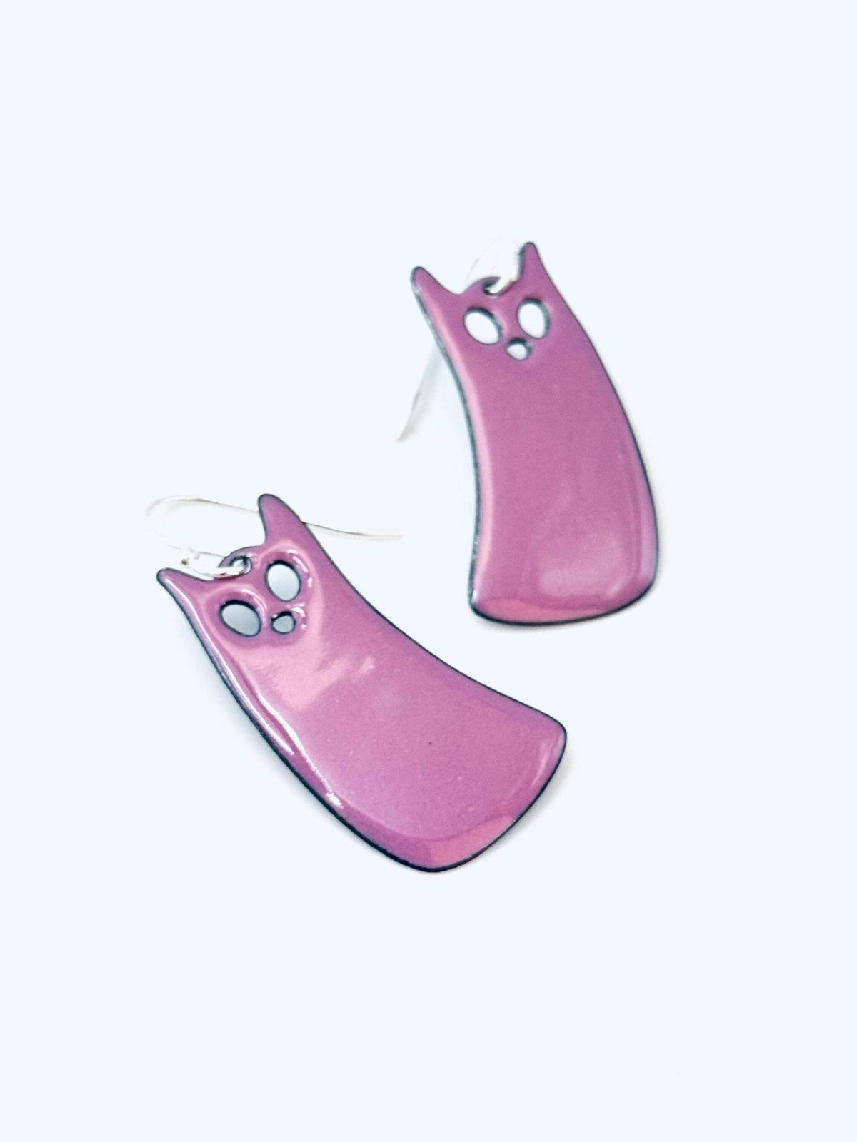 Orchid Purple Ghost Cat Earrings