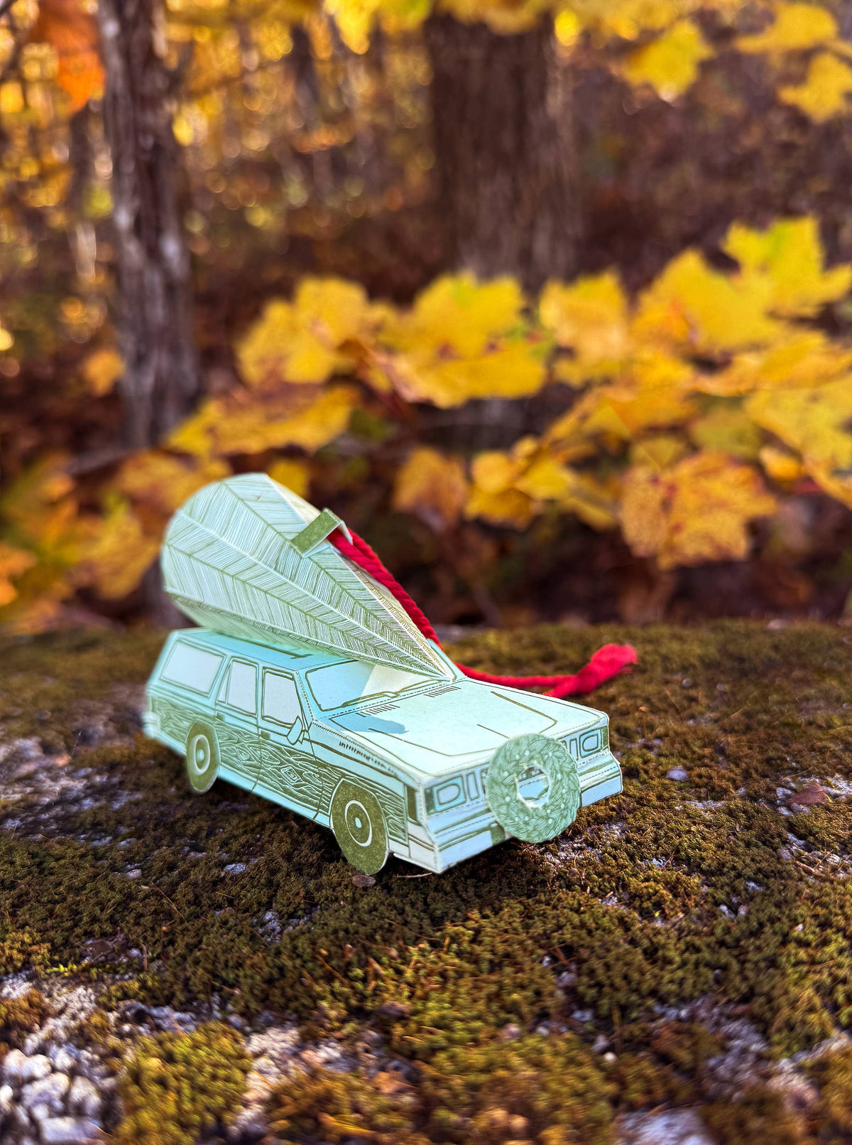 Holiday Station Wagon & Xmas Tree 3D Card
