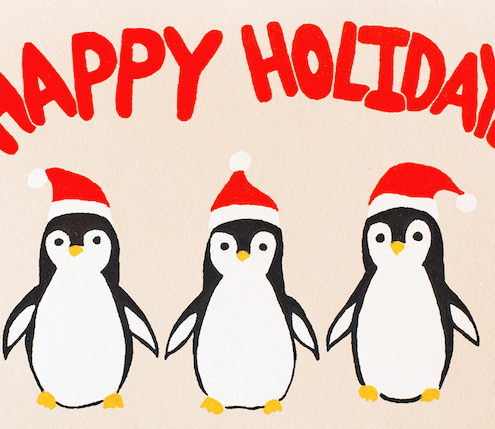 Holiday Penguins Greeting Card