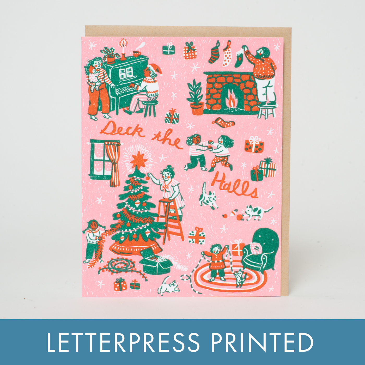 Deck The Halls Christmas Card by Phoebe Wahl