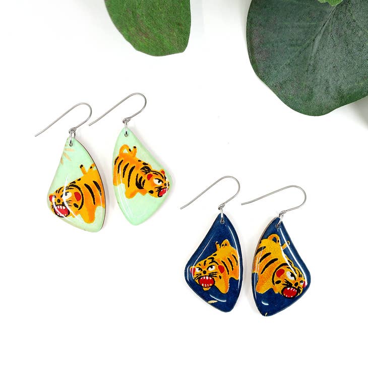 Tiger Titanium Dangle Earrings