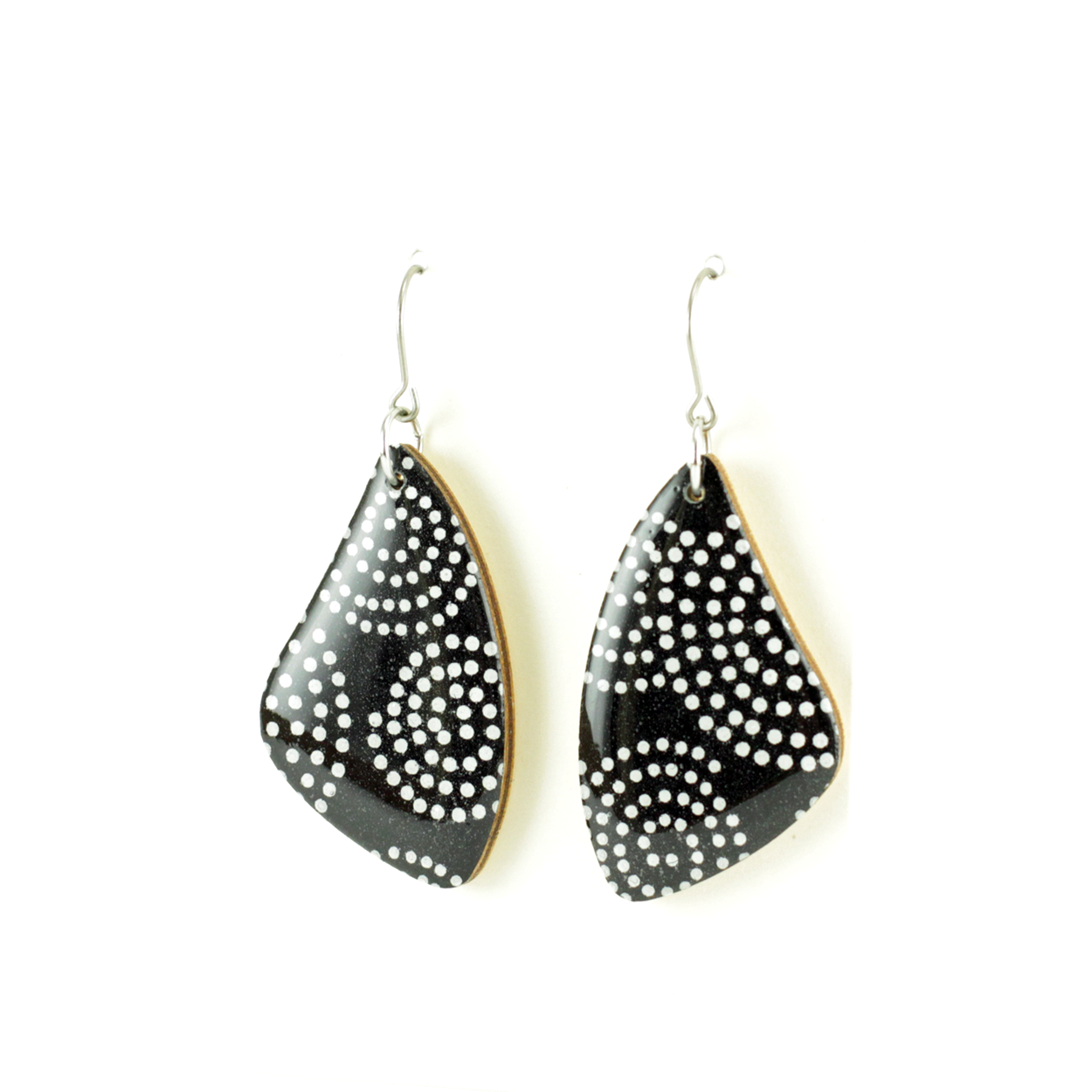 Black and White Swirl Dot Earrings