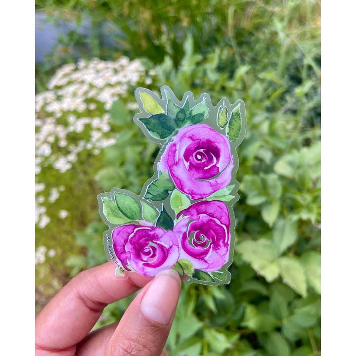 Large Pink Roses Vinyl Sticker