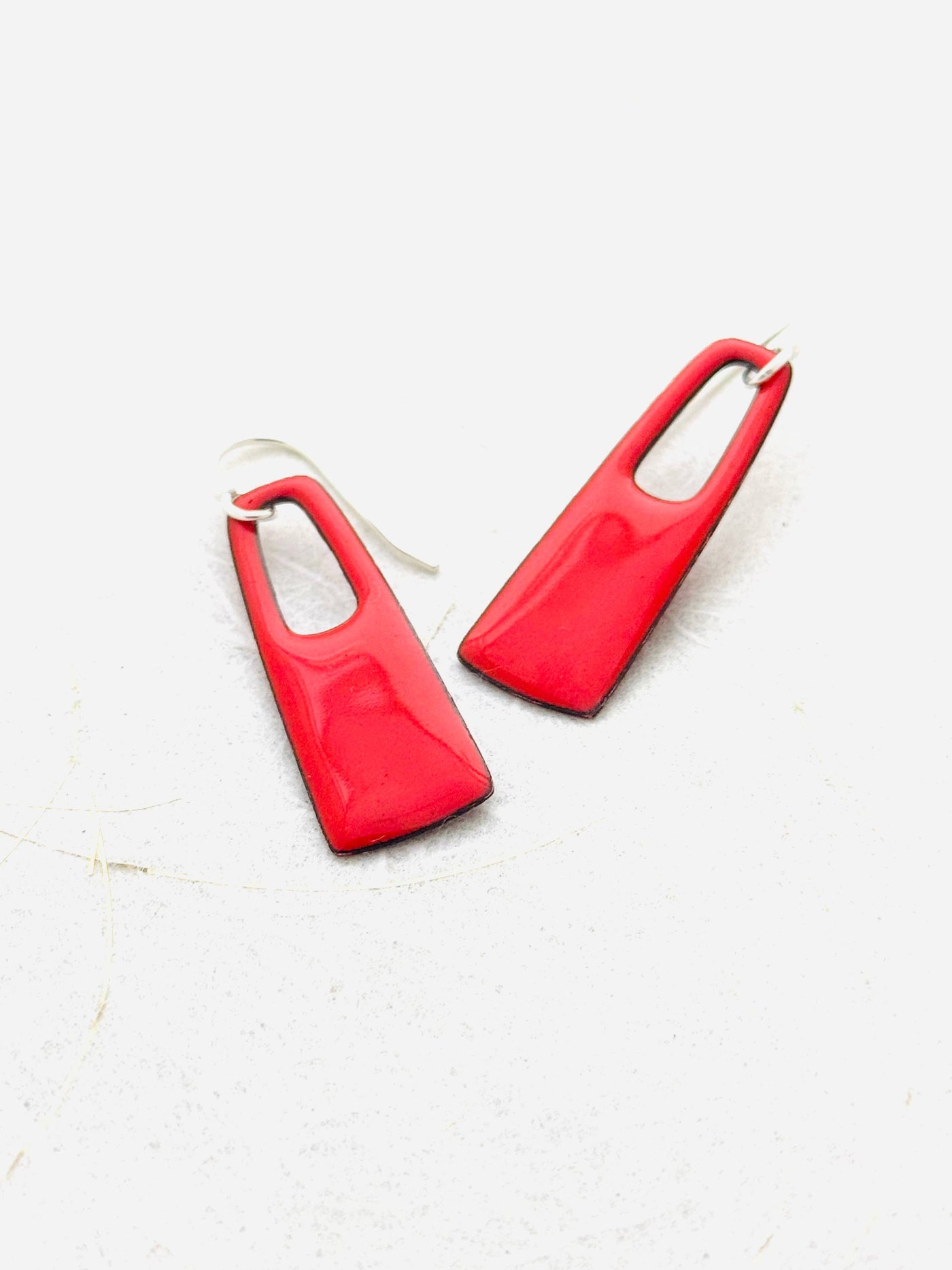 Flame Orange Small Rectangle Earrings