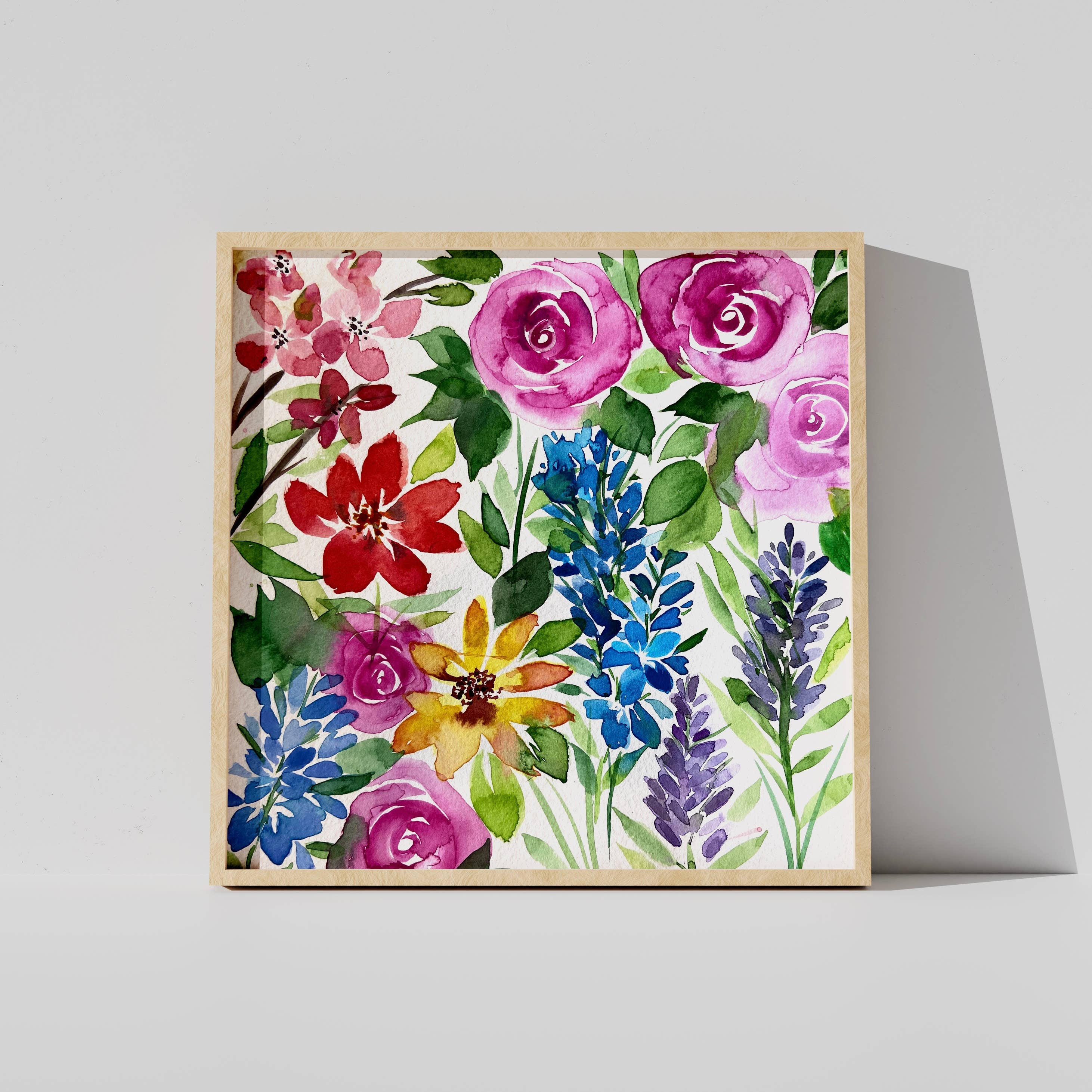 Giclee Print | Flower Medley Watercolor Painting: 8x8"