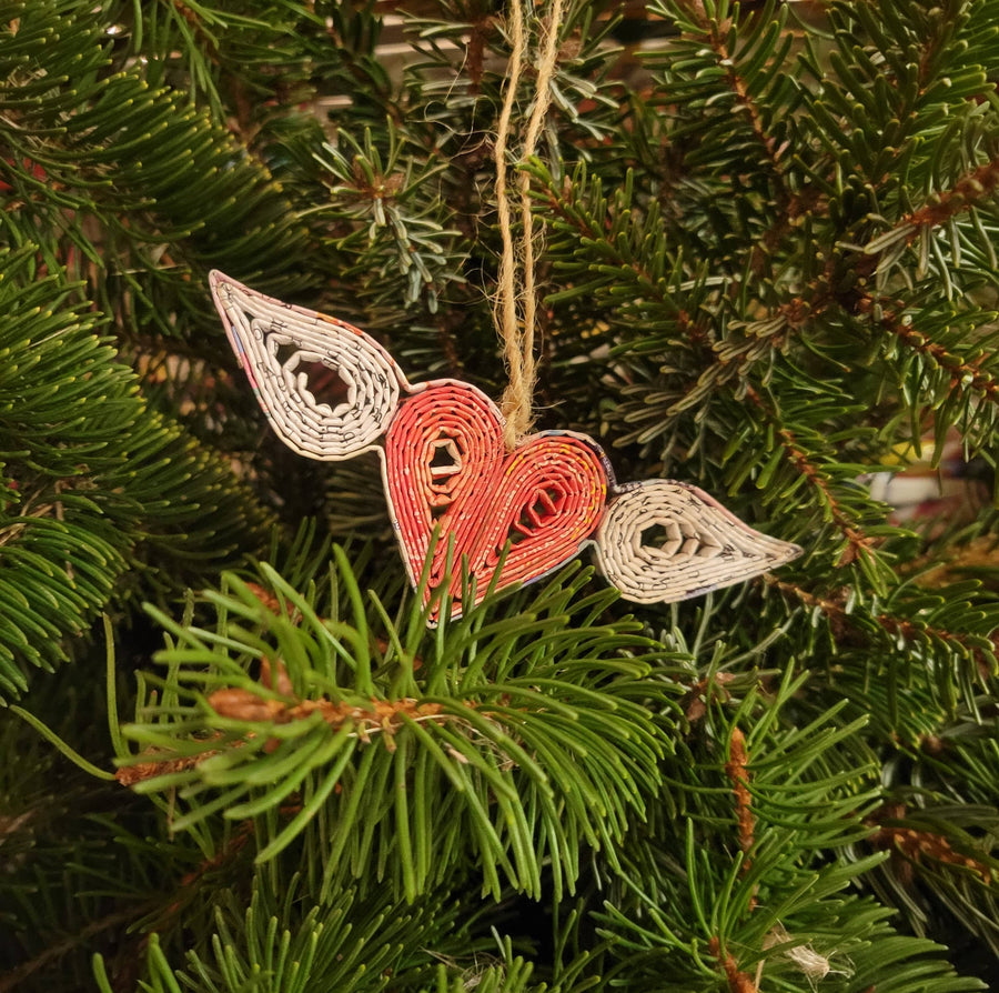 Flying Heart Ornament - Recycled Paper