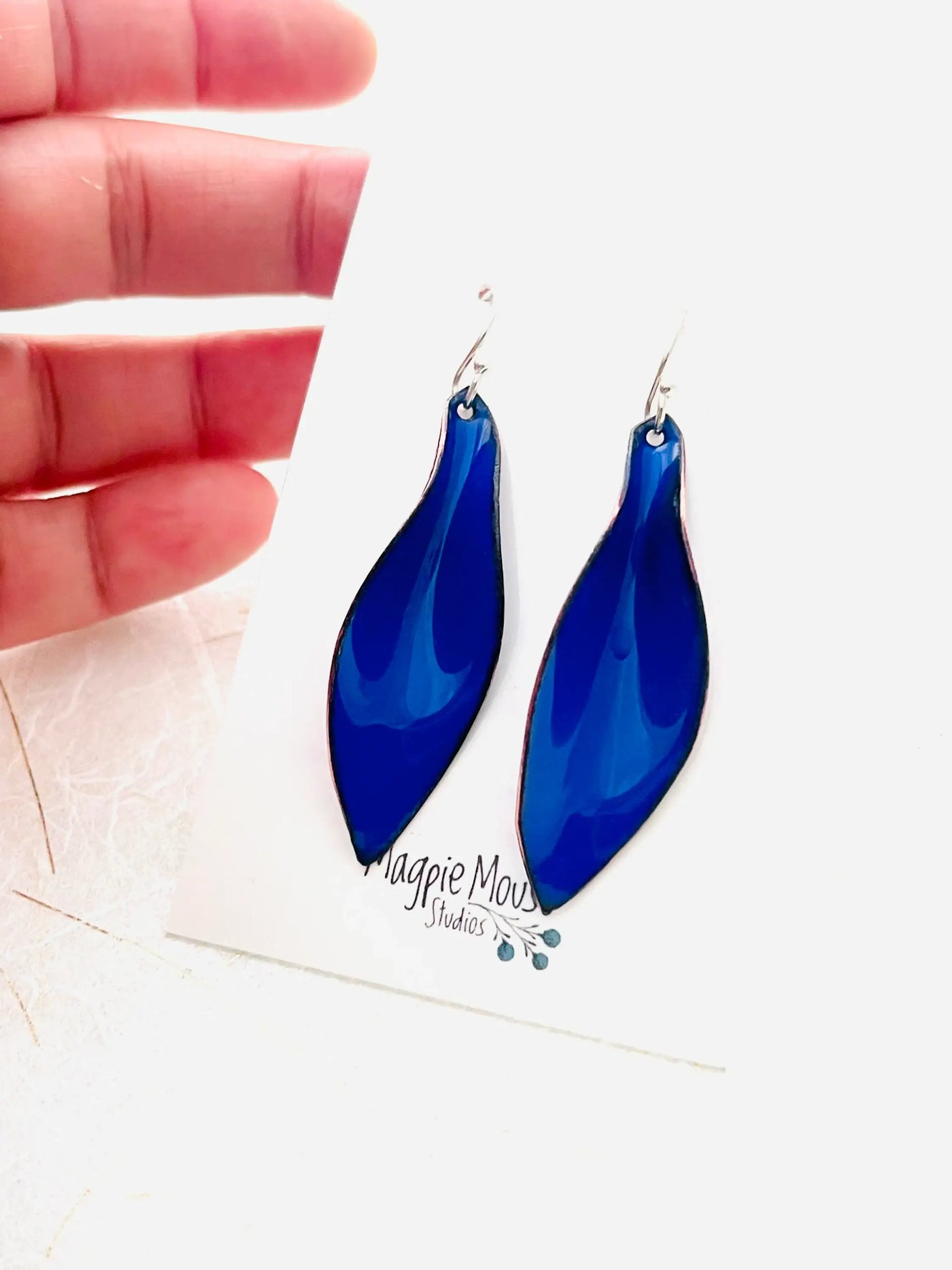 Ultramarine Blue Small Leaf Earrings