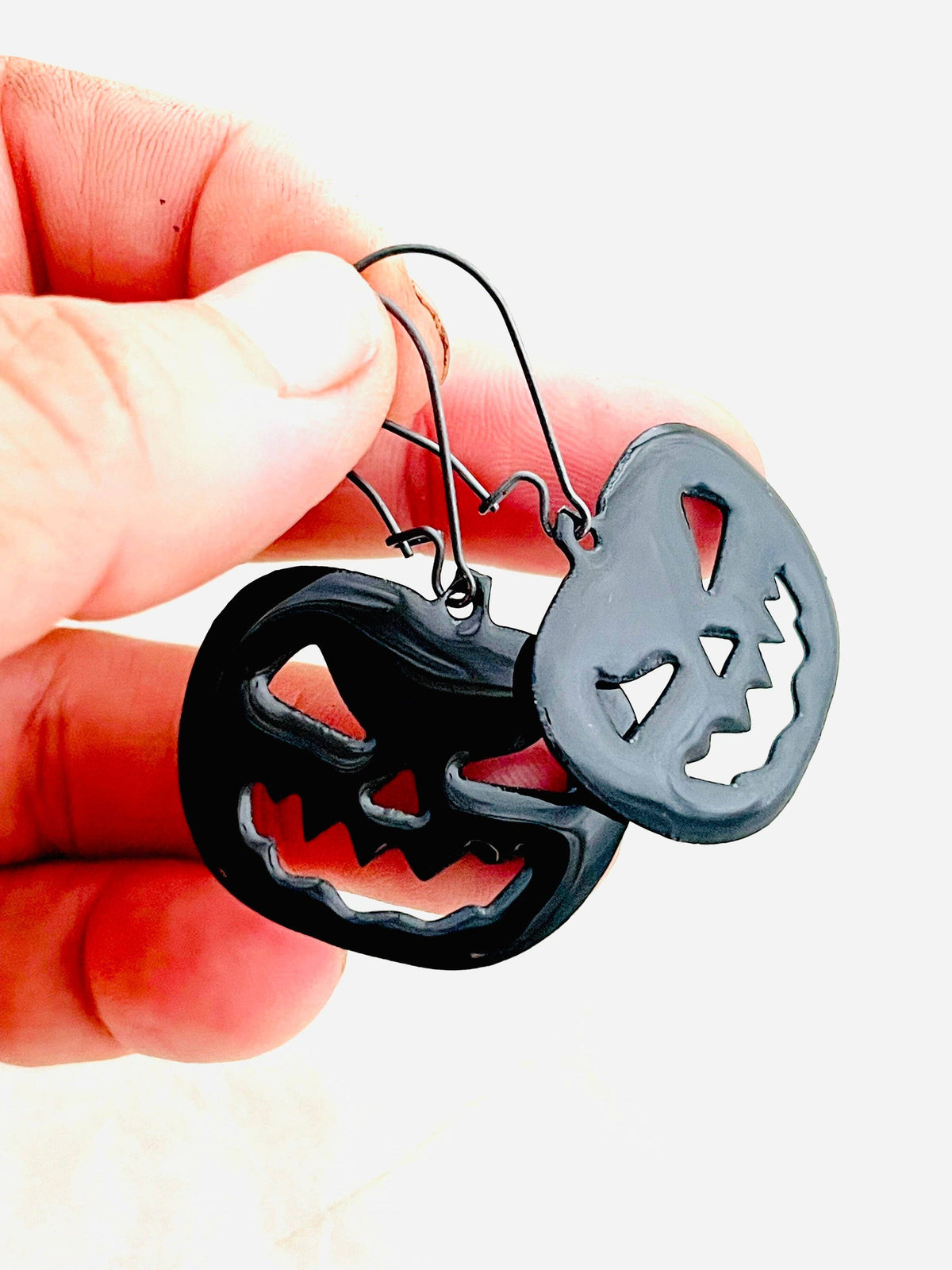 Enamel Jack-O-Lantern Sterling Silver Earrings