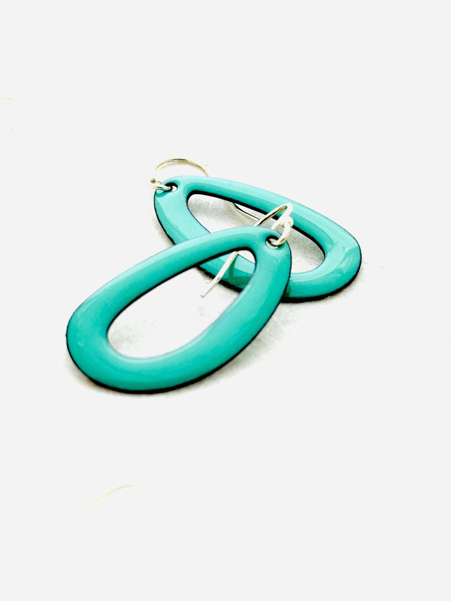 Mint Green Organic Oval Earrings