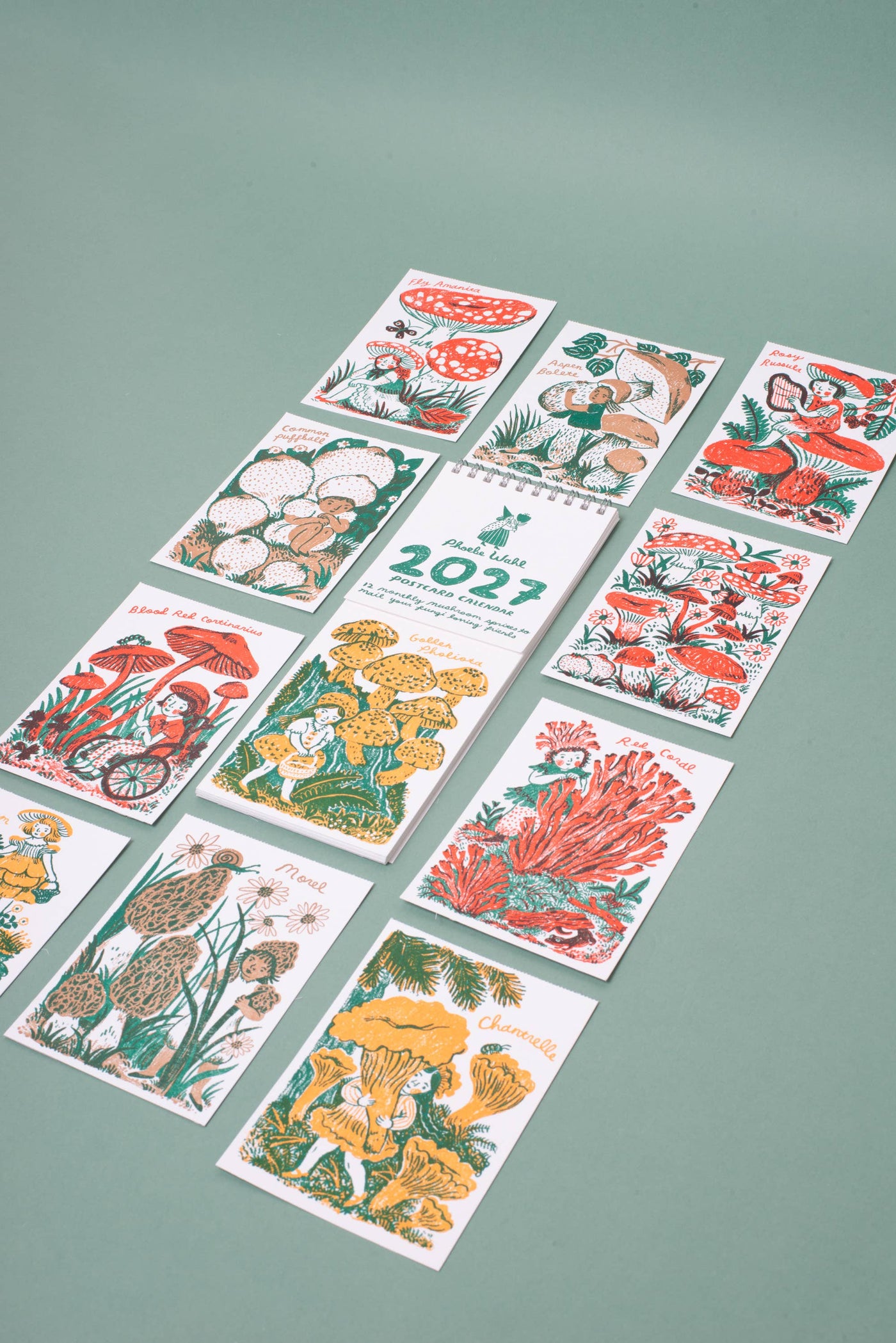 2027 Gnomes & Mushrooms Postcard Wall Calendar Phoebe Wahl