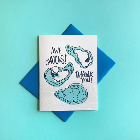 Awe Shucks! Thank You! Letterpress Greeting Card