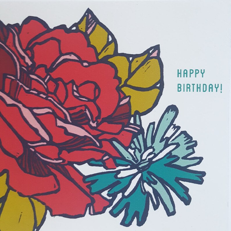 Happy Birthday Rose Floral Greeting Card