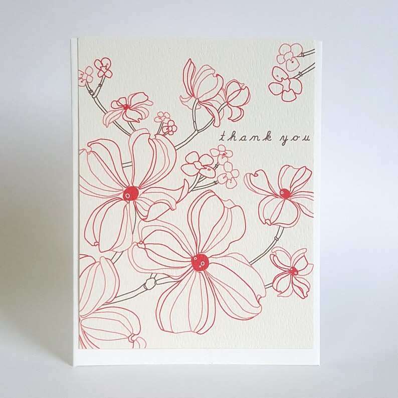 Floral Dogwood Thank You Greeting Card Set of 8