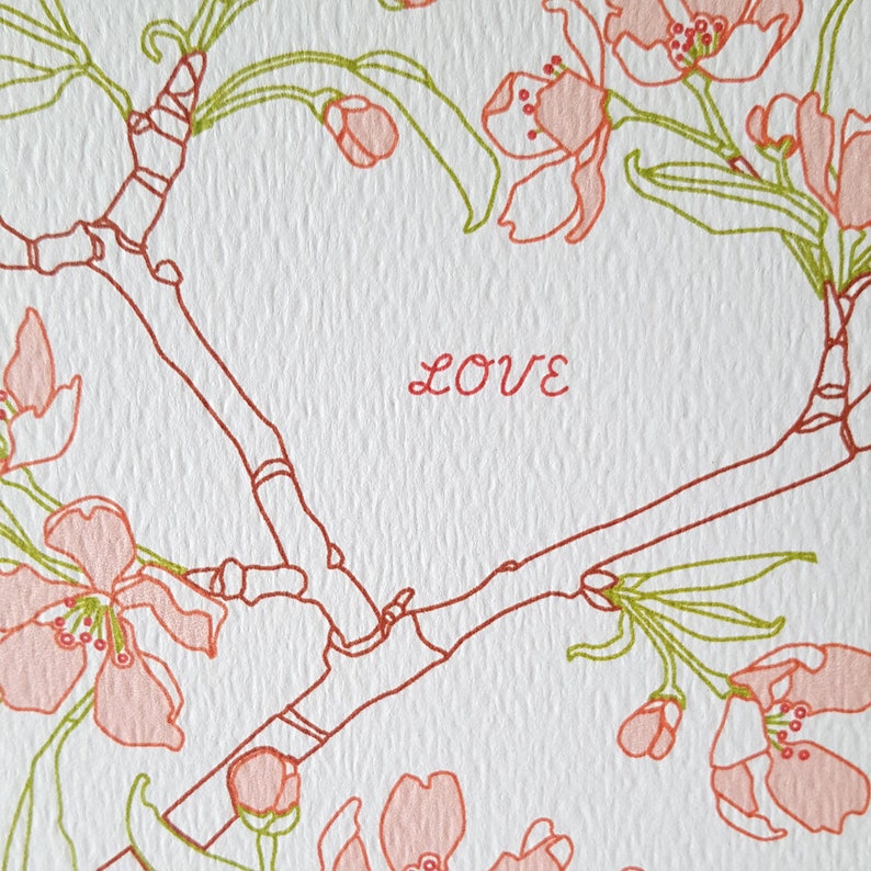 Heart Blossom Valentines Day Greeting Card / Wedding Card