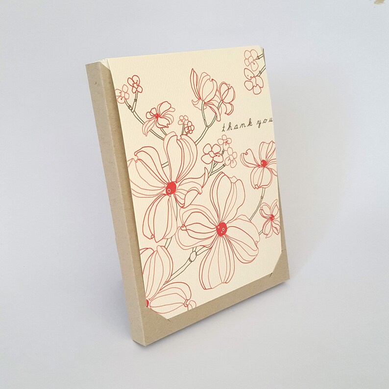 Floral Dogwood Thank You Greeting Card Set of 8