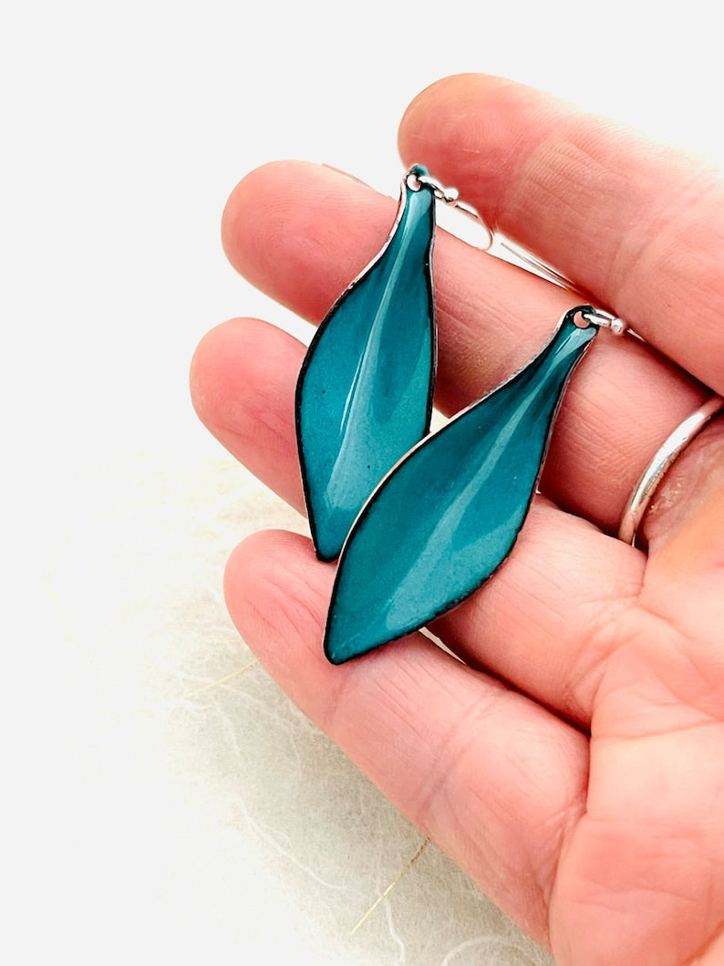 Spruce Green Small Leaf Earrings