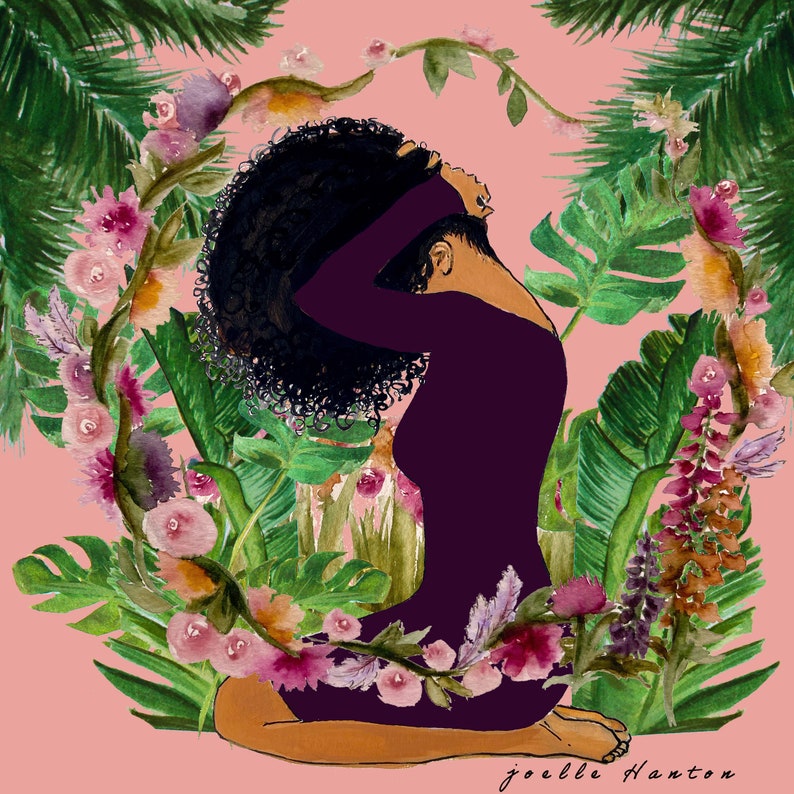 Woman and Floral Wreath | Giclee Print