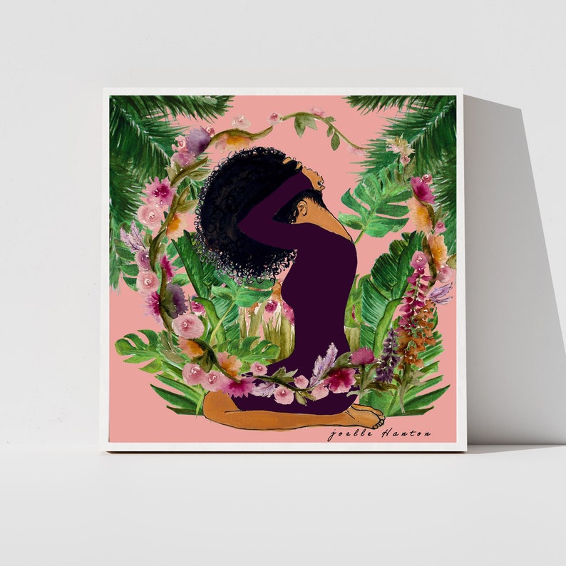 Woman and Floral Wreath | Giclee Print
