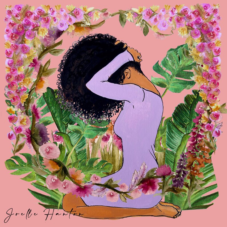 Lilac Woman and Floral Wreath | Giclee Print