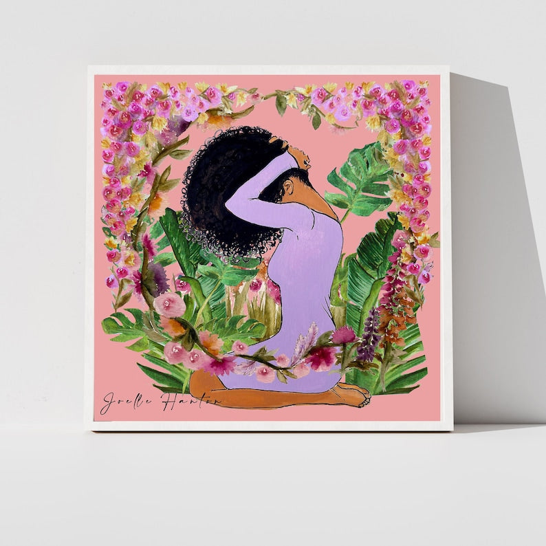 Lilac Woman and Floral Wreath | Giclee Print