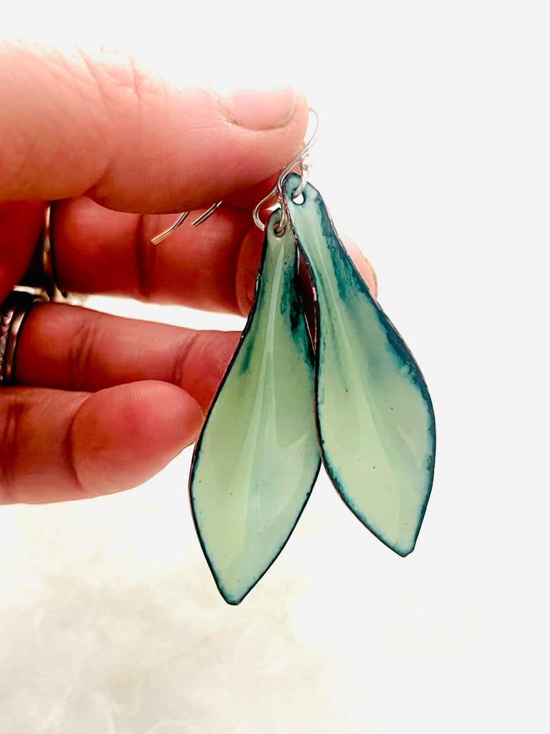 Lichen Green Small Leaf Earrings