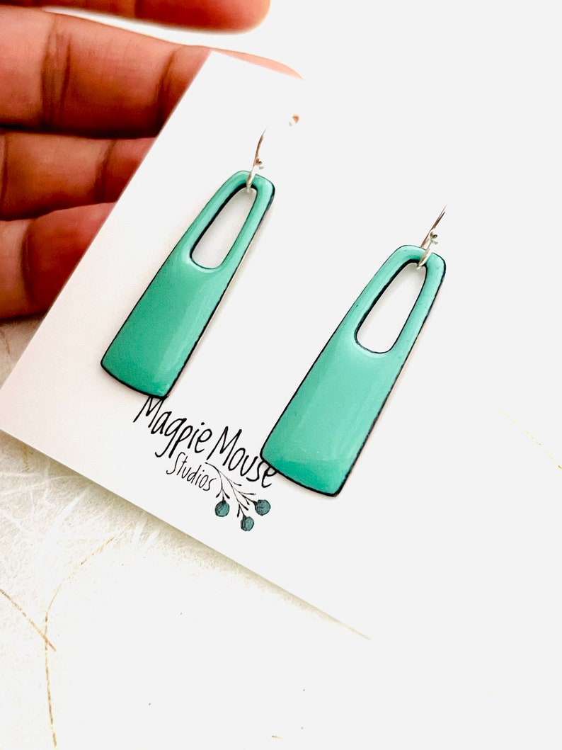 Mint Green Small Rectangle Earrings