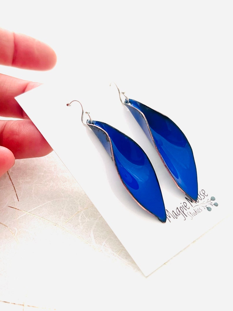 Ultramarine Blue Small Leaf Earrings