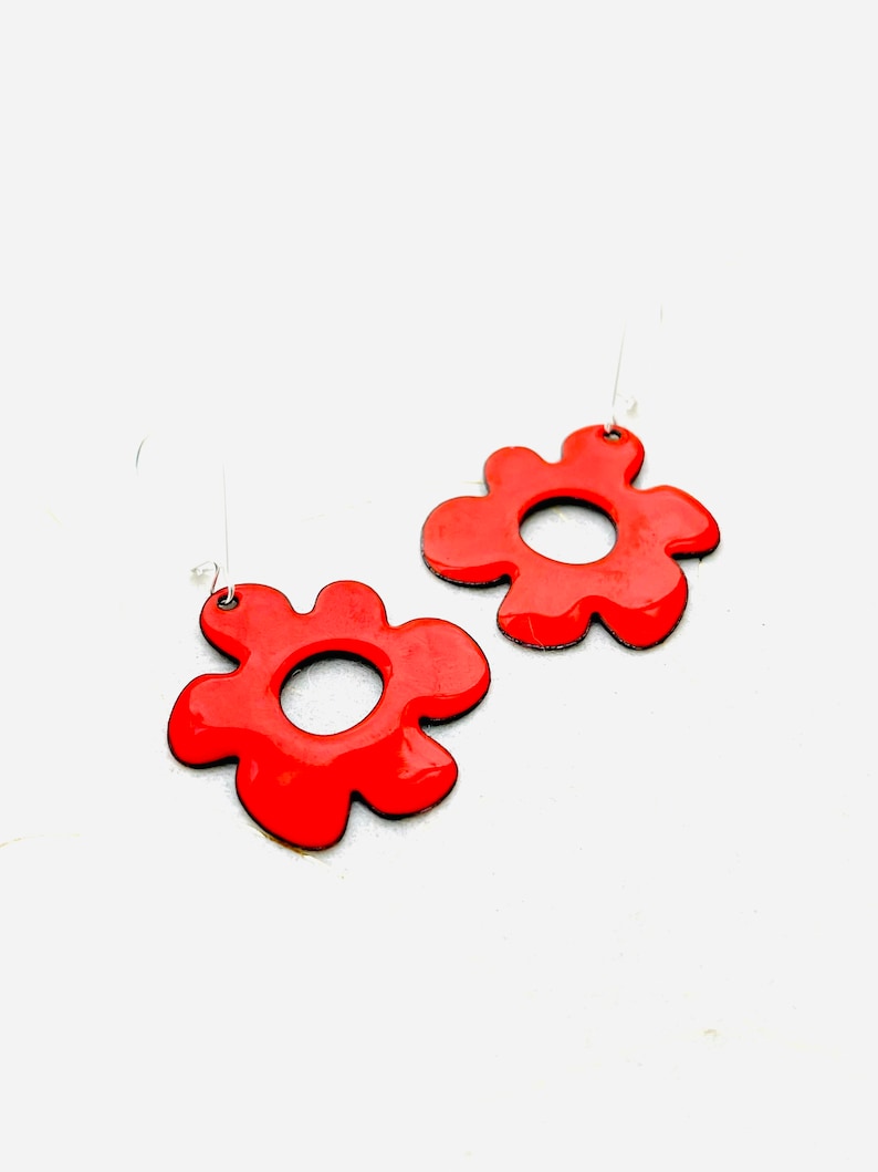 Flame Orange Retro Flower Earrings