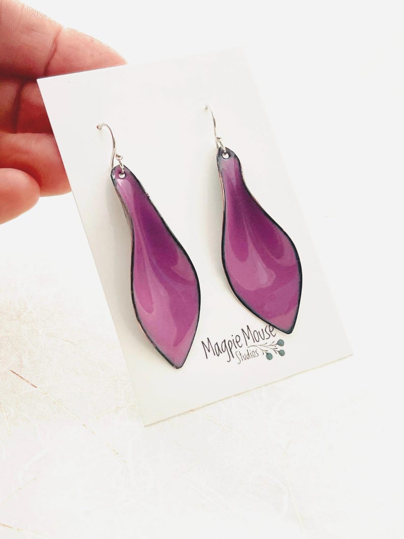 Orchid Purple Small Leaf Earrings