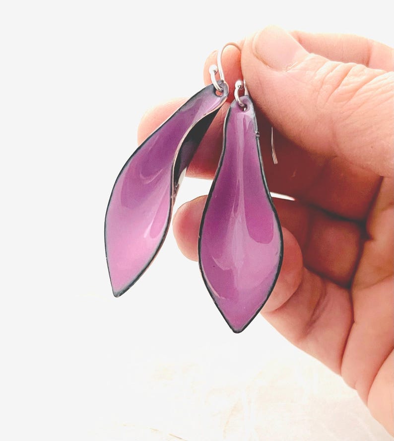 Orchid Purple Small Leaf Earrings