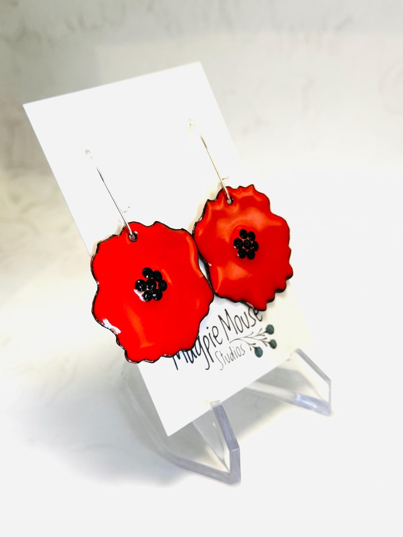 Flame Orange Poppy Earrings