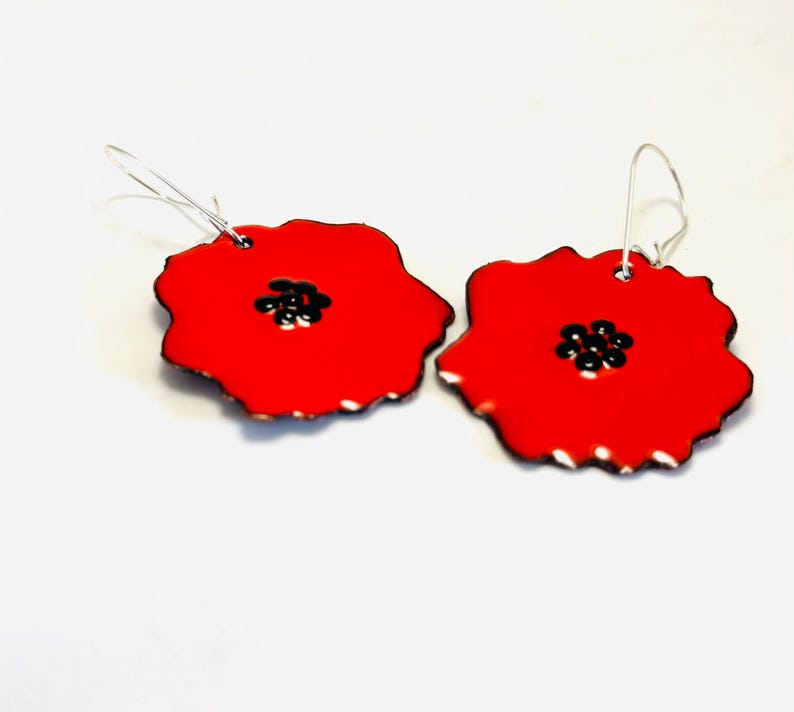 Flame Orange Poppy Earrings