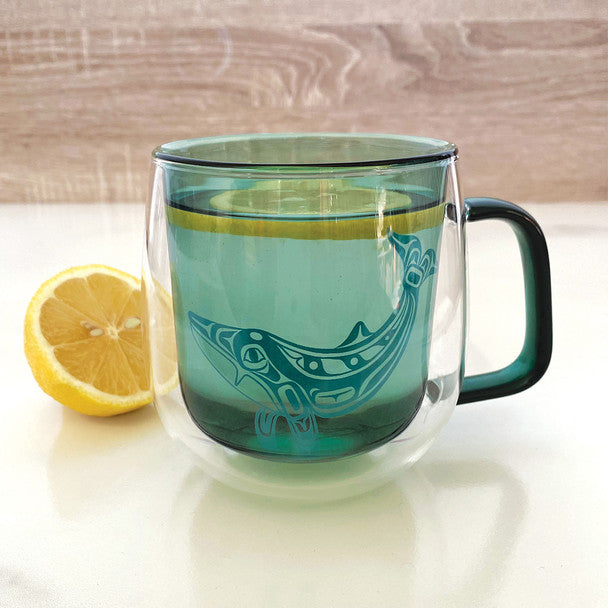 Humpback Whale Double Walled Colored Glass Mug