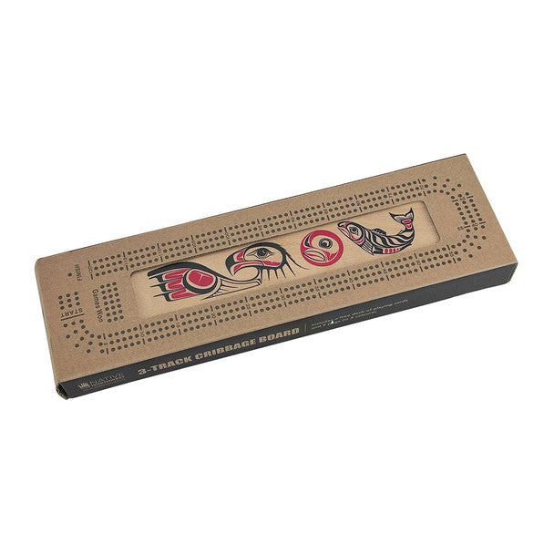 3-Track Cribbage Board - Eagle & Salmon