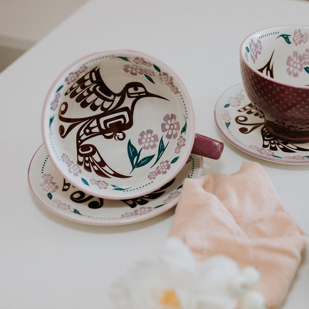 Hummingbird (Purple) Porcelain Mug by Francis Dick