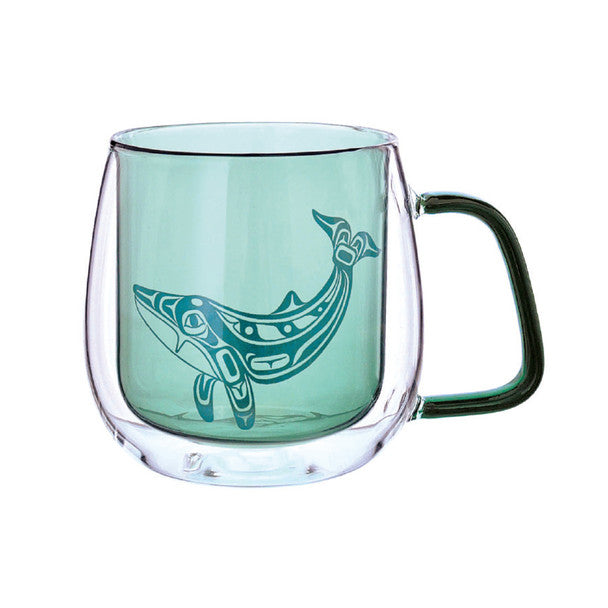 Humpback Whale Double Walled Colored Glass Mug