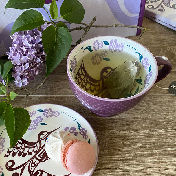 Hummingbird (Purple) Porcelain Mug by Francis Dick