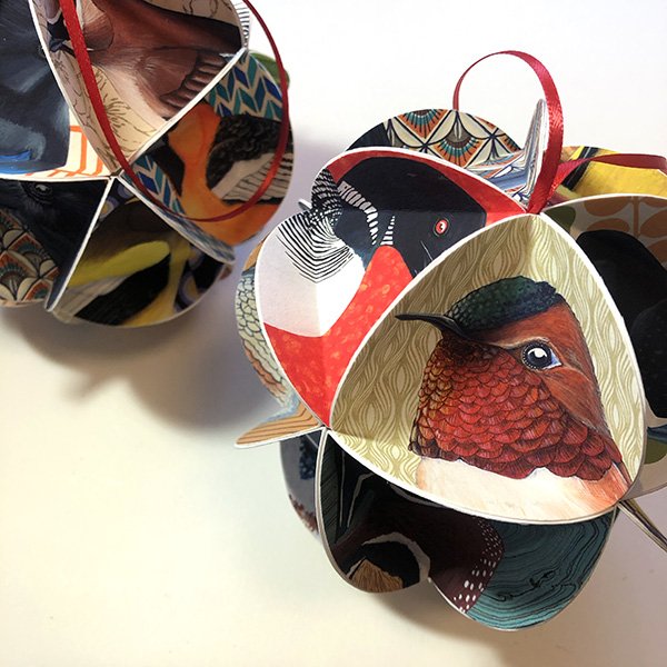 Bird Collage Ornaments by Erika Beyer