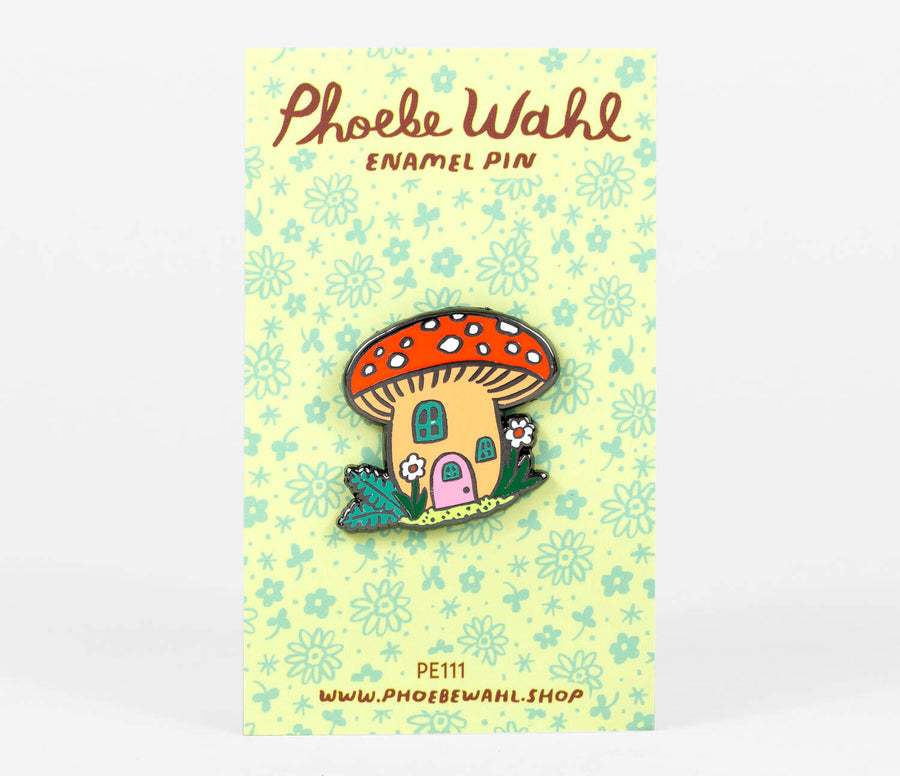 Mushroom Cottage Enamel Pin