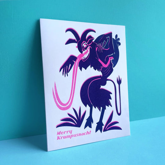 Krampus Risograph Holiday Card