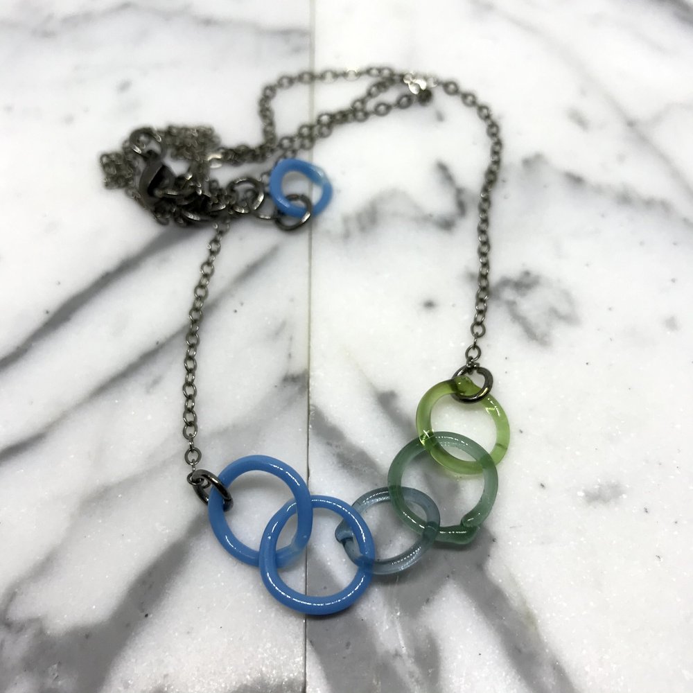 Medium Glass Link Necklace by Inna Patina